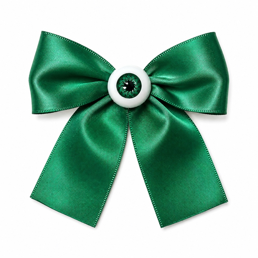 Bow Eyeball Clip – 1.5” Ribbon - Emerald Night